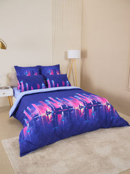 Постельное белье зима-лето из поплина с простыней на резинке - Сити Найт 2 сп.с прост.на резинке 180*200*25 (нав.70х70)