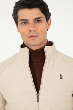 Мужская бежевая кожаная куртка - U.s. polo assn фото 2