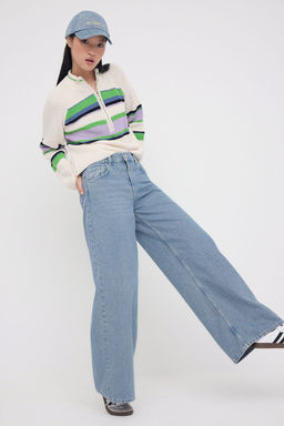 Teen Mavi Gri Yuksek Bel Genis Paca Wide Leg Palazzo Jeans TWOAW26JE00065