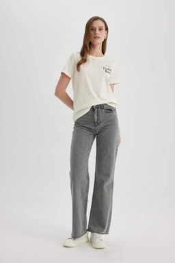 Футболка стандартного кроя с круглым вырезом и короткими рукавами с принтом - Defacto фото 2