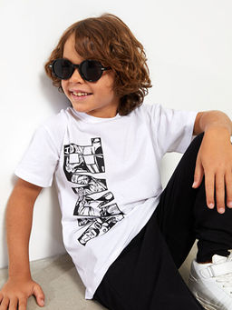 Bisiklet Yaka Marvel Bask?l? K?sa Kollu Pamuklu Erkek ?ocuk Ti??rt - Waikiki фото 3