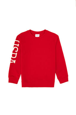 Erkek _ocuk K_rm_z_ Basic Bisiklet Yaka Sweatshirt Sepette S_rpriz _ndirim