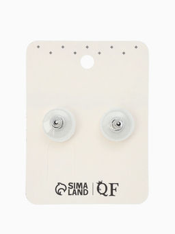 Цена за 3 шт. Серьги со стразами "Квадрат" 6*6мм, цвет белый в серебре