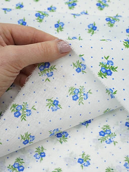 Ситец Синие цветочки с пшеном на белом, ш.0.8м, хлопок-100%, 100гр/м.кв - Купава фото 6