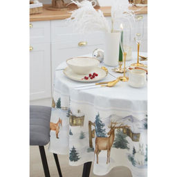 Скатерть Этель Forest animals d=215 +/- 3см с ГМВО, 100%хл, саржа 190 гр/м2  фото 2