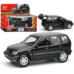 Машина металл LADA NIVA 12 см, (двери, багаж, черный) инерц., в коробке