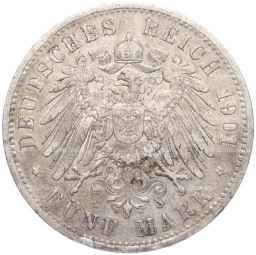 Монета 5 марок 1901 года A Германия (Пруссия)