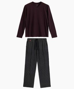 ATLANTIC NMP-389 Пижама мужская Small Print баклажан + черный