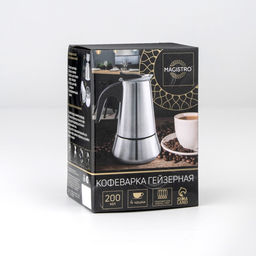 Кофеварка гейзерная Magistro Classic, на 4 чашки, 200 мл, индукция, нержавеющая сталь  фото 8
