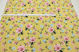 Штапель Цветущая долина цв.песочно-желтый, ш.1.45м, вискоза-100%, 100гр/м.кв - Купава фото 3