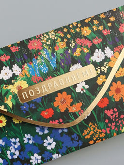 Цена за 10 шт. Конверт для денег Поздравляем!, лужайка, 16,5 х 8 см