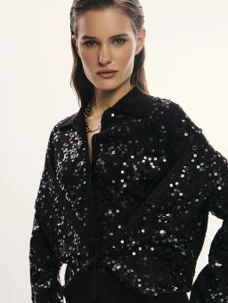 Приталенный кардиган с пайетками из вискозы / Zarina