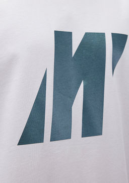 M Logo Bask?l? Beyaz Tisort