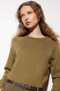 Regular Fit Yumusak Dokulu Bisiklet Yaka Basic Duz Triko Kazak - Defacto фото 8