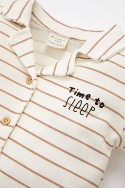 Полосатый пижамный комплект с длинными рукавами для маленьких мальчиков - Defacto фото 3