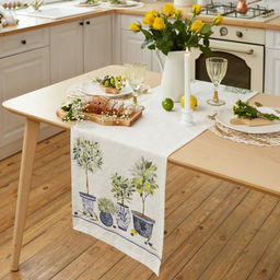 Дорожка на стол Этель Olives 40×149 см, 100% хлопок, репс 220 г/м², белая