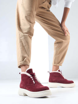 Ботинки 308.агатаw. бордo замша з/Шерсть