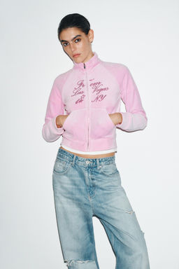 VELVET JACKET WITH TEXT - Zara фото 2