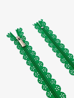 Цена за 10 шт. Молния «Спираль», №3, неразъёмная, ажурная, замок автомат, 50 см, зелёная