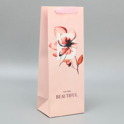 Пакет подарочный ламинированный под бутылку, упаковка, «You are beautiful», 13×36×10 см