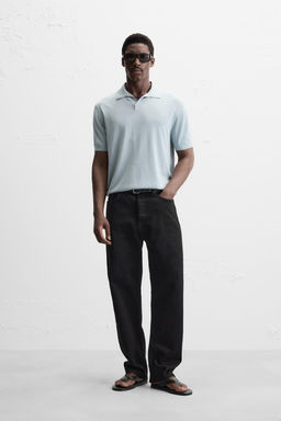 COTTON/SILK KNIT POLO SHIRT