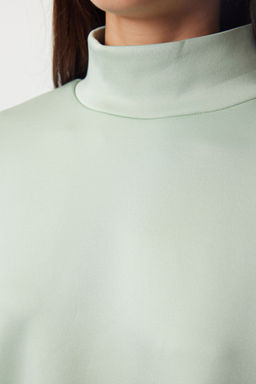 TRENDYOLMILLA Mint Oversize/Genis Kal?p Dik Yaka Truvakar Kol Orme Sweatshirt TWOAW25SW00016  фото 4