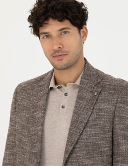 Kahverengi Slim Fit Y_n Kar___ml_ Ceket