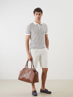 Polo Yaka K?sa Kollu ?izgili Erkek Triko Kazak