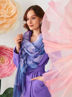 Большой, мягкий, тонкий и очень нежный двусторонний палантин с рисунком в стиле арт-деко - Tantino фото 8