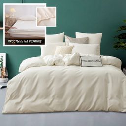 Комплект постельного белья Однотонный Сатин на резинке CSR037 180*200*35;160*200*35 Евро 4 Наволочки