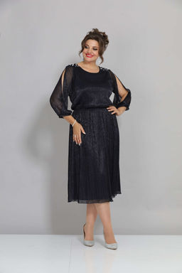 Платье Mira Fashion 5446S-Р синий с открытыми рукавами