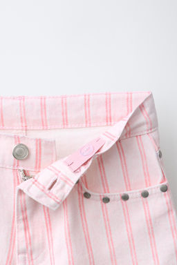BERMUDA DENIM RAYAS TACHAS / Rosa / Blanco - Zara фото 4