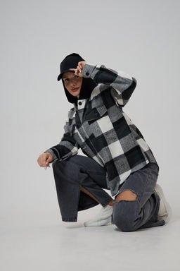 Рубашка женская в клетку с капюшоном РЖКК-01