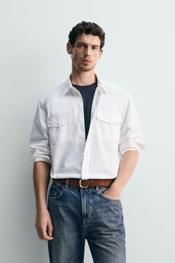CAMISA ALGOD?N - LYOCELL BOLSILLOS / Blanco - Zara фото 2