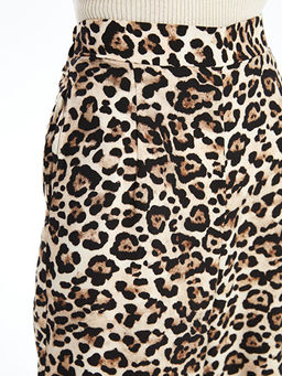 Beli Lastikli Leopar Desenli Kad?n Pantolon - Waikiki фото 3