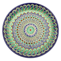 Ляган узбекский Риштанская керамика «Узоры», для плова, d=36 см, синий