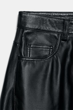 ZW COLLECTION LIMITED EDITION LEATHER BARREL TROUSERS - Zara фото 17