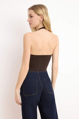 Kahverengi Vucuda Oturan Havuz Yaka S?rt Dekolteli C?tc?tl? Poliamid Orme Body TWOSS26BD00011 - Trendyolmilla фото 4