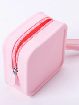 Kristaller Косметичка женская силиконовая, квадратная, розовый  фото 4