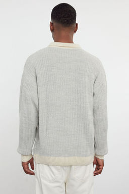 TRENDYOL MAN Lacivert Casual Regular Polo Yaka Dokulu Triko Kazak TMNAW25KZ00007 - Trendyolmilla фото 5