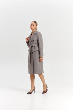 Пальто женское демисезонное 25775 (коричневый/ёлочка)