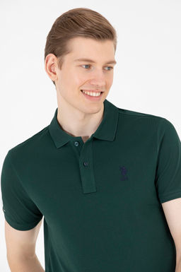 Мужская темно-зеленая футболка с воротником поло Basic - U.s. polo assn фото 3