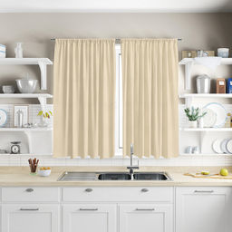 Шторы для кухни, 2шт 148х160см "Летний дождь", на шторной ленте, рогожка, хлопок 171г/м2, упаковка классическая 28х41см, "Домашняя мода" (Россия)