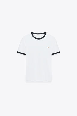 ZARA T-SHIRT WITH TRIM AND BROOCH  фото 12