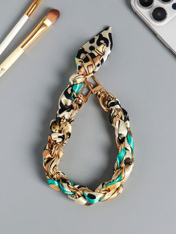 Брелок на 2 карабинах "Платок и цепочка" голубой 20х10х1,7 см