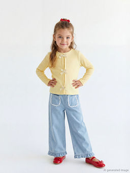 Beli Lastikli K?z ?ocuk Jean Pantolon