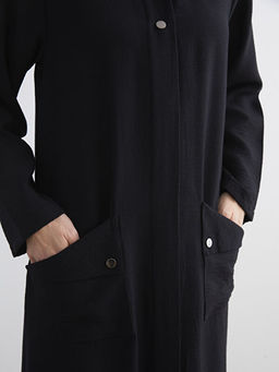 G?mlek Yaka Keten G?r?n?ml? Elbise