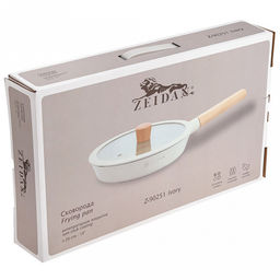 Zeidan Сковорода алюминиевая д26см, h5,5см, стеклянная крышка с силиконовым ободком и деревянной ручкой, внешнее жаропрочное антипригарное покрытие, внутреннее антипригарное покрытие Neogres, индукционное дно, силиконовые накладки, литая, подароч - Домашняя мода фото 6