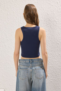 TRENDYOLMILLA Siyah-Ekru-Lacivert Fitted Crop Esnek Orme Atlet TWOSS25AL00053  фото 7