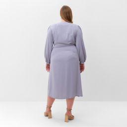 Платье женское миди MIST plus-size, серо-голубое, размер 56